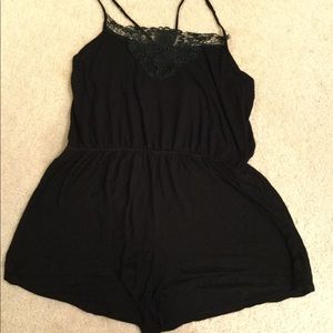 Urban Outfitters pins needles black crochet romper
